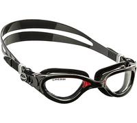 Cressi Man Flash Goggles - Separate Eyepiece Swimming Goggles with Fogproof, Scratchproof, Anti-UV Lenses, Black/Frame Black Red - Clear Lens, One Size