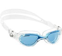 Cressi Flash Goggles - Separate Eyepiece Swimming Goggles with Fogproof, Scratchproof, Anti-UV Lenses, Size D, 5.50 inch - 140 mm, Clear Light Blue/Azure Lens