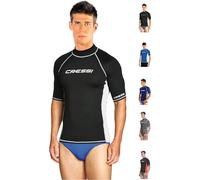 Cressi Rash Guard Man Short/SL - Men's Rash Guard Short Sleeves Made of Elastic UV Protection (UPF) 50+, Black/White, XXL/6 (56)