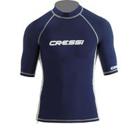 Cressi Rash Guard Man Short/SL - Men's Rash Guard Short Sleeves Made of Elastic UV Protection (UPF) 50+, Blue/White, S/2 (48)