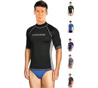 Cressi Rash Guard Man Short/SL - Men's Rash Guard Short Sleeves Made of Elastic UV Protection (UPF) 50+, Black/Grey, L/4 (52)
