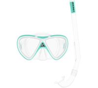 CRESSI Mini Peg & Mini Island Aqua Green/White - Kids Snorkeling Combo Set 2/5 Years Mini Peg Mask and Mini Island Snorkel, Aqua Green/White, One Size