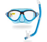 Cressi Moon Kid + Top Mask & Snorkel Set - Kids One Size, Blue/Orange - Anti-Fog Lens & Kids Goggles - Splash-Guard Tube & Snorkel - Ergonomic Silicone Skirt & Diving Mask