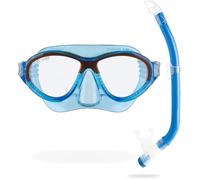 Cressi Moon Kid + Top Mask & Snorkel Set - Kids One Size, Blue/Orange - Anti-Fog Lens & Kids Goggles - Splash-Guard Tube & Snorkel - Ergonomic Silicone Skirt & Diving Mask
