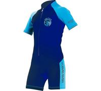 Cressi Neoprene Shorty Wetsuit - High-Stretch Comfort Kids Wetsuit - Short-Sleeve Design Mobility Neoprene Swimsuit - Kids Thermal Swimwear for Warmth - Dark Blue/Light Blue - 5/6 Years
