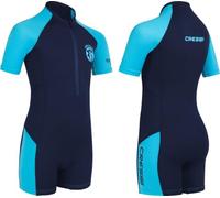 Cressi Little Shark Shorty - Wetsuit Children's Unisex - Premium Neoprene 2 mm, Dark Blue/Light Blue