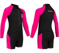 Cressi Unisex Child Little Shark Long Sleeve Children's Shorty Wetsuit - Premium Neoprene 2mm - Black/Pink, 5/6 Years