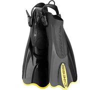 Cressi Palau Saf - Adjustable Short Flipper Fins for Snorkelling and Swimming, Adult Unisex,Black / Yellow,S/M