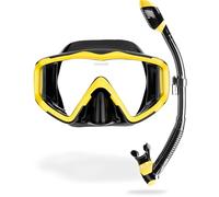 Cressi Pano 3 & Supernova Dry Mask & Snorkel Kits, Black/Yellow