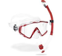 Cressi Pano 3 & Supernova Dry Mask & Snorkel Kits, Clear/Red