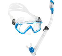 Cressi Panoramic Wide View Mask with Dry Snorkel Set, Clear Blue