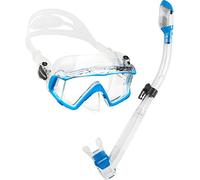 Cressi Panoramic Wide View Mask with Dry Snorkel Set, Clear Blue