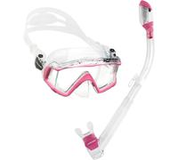 Cressi Panoramic Wide View Mask with Dry Snorkel Set, Clear Pink