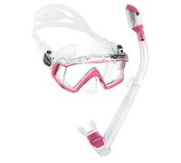 Cressi Panoramic Wide View Mask with Dry Snorkel Set, Clear Pink