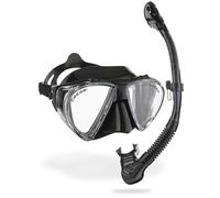 CRESSI Penta & Alpha Combo Black/Black - Penta Mask + Alpha Snorkel for Diving and Snorkelling, Black/Black, One Size, Unisex