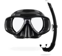 Cressi Perla Separate Glass Mask & Snorkel Set for Adults - Low-Volume Diving Mask - Dry-Top Snorkel Set - For Diving & Snorkelling - Black / Black -