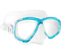Cressi Perla - Single Perla Mask - Dry-Top Snorkel - Low-Volume, Separate Glass Diving Mask for Fishing, Freediving, Snorkelling & Diving - Secure Kit, Unisex - Transparent/Aquamarine