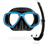 Cressi Perla Separate Glass Mask & Snorkel Set for Adults - Low-Volume Diving Mask - Dry-Top Snorkel Set - For Diving & Snorkelling - Black / Blue - Combo Set Perla Mask + Mexico Snorke