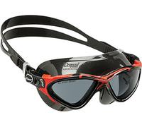 Cressi Planet Anti Fog Premium Swim Goggles Mask, 100% Anti UV (Made in Italy), Black/Frame Red Smoked Lens