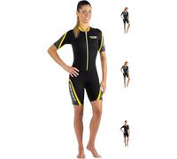 Cressi Women's Wetsuit Shorty for Snorkeling, Diving, Swimming, Black/Yellow, M/3