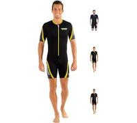 Cressi Men's Playa Man 2.5 mm High Stretch Neoprene Shorty Wetsuit, Black/Yellow, XXXXL