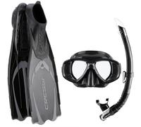 Cressi Pluma Bag Snorkelling Packages - Black/Silver, Size 35/Size 36