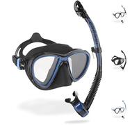 Cressi Quantum + Itaca Ultra Dry Combo - Snorkelling Combo Set, Black/Blue, One Size, Unisex Adult