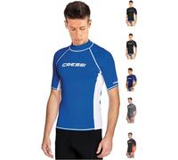 Cressi Rash Guard Man Short/SL - Men's Rash Guard Short Sleeves Made of Elastic UV Protection (UPF) 50+, Light Blue/White, L/4 (52)