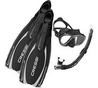 Cressi Reaction Pro Full Foot Scuba Diving Snorkelling Fins + Big Eyes Evolution Mask and Gamma Snorkel