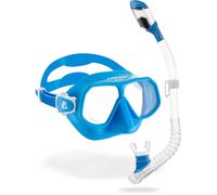 CRESSI Rombo + Mini Dry Combo Azure Clear/Azure - Junior Combo Set, Mask Rombo and Mini Dry Snorkel, Transparent/Azure, One Size