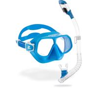 CRESSI Rombo + Mini Dry Combo Azure Clear/Azure - Junior Combo Set, Mask Rombo and Mini Dry Snorkel, Transparent/Azure, One Size