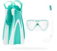 CRESSI Seashell Seekers Set Aqua Green/White S/M - Kids Snorkelling Set 2/5 Years Spy Fins, Mini Peg Mask and Mini Island Snorkel, Aqua Green/White, S/M