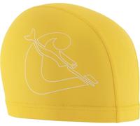 CRESSI Senna Swim Cap Pu Coated Yellow/White - Adult Swimming Cap Made of Soft Fabric with PU Coating, Yellow/White, One Size