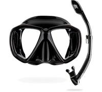 Cressi Set Ranger & Dry - Snorkel Set for Adults, Mask and Snorkel in Practical Case, Black / Black