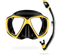Cressi Set Ranger & Dry - Snorkel Set for Adults, Mask and Snorkel in Practical Case Black / Yellow