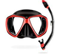 CRESSI Set Ranger & Dry - Snorkeling Combo Set for Adults, Mask and Snorkel in Practical Case, Black/Red, One Size