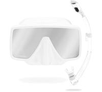 Cressi since 1946 - SF1 & Dry Combo - Set Square Frameless Mask with Tempered Lens + Dry Snorkel ideal for Freediving and Snorkelling-White/White_Spectra Mirrored Lenses Silver-One Size Unisex