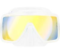 Cressi SF1 Frameless Square Snorkel Mask - Tempered Glass Lens for Scuba - Ultra-Low Profile Design Diving Mask - Adjustable Silicone Buckles & Snorkel Fit - Clear_380 UV Yellow/Blue Lens