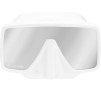 Cressi SF1 Frameless Square Snorkel Mask - Tempered Glass Lens for Scuba - Ultra-Low Profile Design Diving Mask - Adjustable Silicone Buckles & Snorkel Fit - White_Spectra Mirrored Lenses Silver