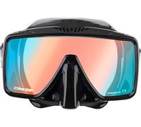 CRESSI since 1946 - SF1 Mask - Frameless Square Mask with Tempered Lens for Freediving and Snorkelling, Black/380 UV Blue Orange Glass, One Size Unisex