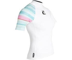 Cressi Shield Lady Rash Guard Short/SL White Aquamarine- Rash Guard Short Sleeve Protective for SUP and Water Sports, White/Aquamarine, M/3, Womans