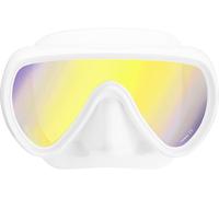 CRESSI since 1946 - Honey Compact Adult Mask Female Specific with Soft Silicone fit and Ultra Clear Lens for Bright, Wide Visibility - White/White 420 Uv Yellow/Blue - One Size