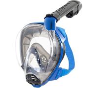 CRESSI since 1946 - Komodo Full Face Dry Snorkelling Mask 180° Vision - CO2 Safe - 100% Anti Fog Silicone - Side Snorkel - Adjustable Elastic Straps - Blue/Black - S/M