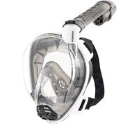 CRESSI since 1946 - Komodo Full Face Dry Snorkelling Mask 180° Vision - CO2 Safe - 100% Anti Fog Silicone - Side Snorkel - Adjustable Elastic Straps - White/Black - S/M