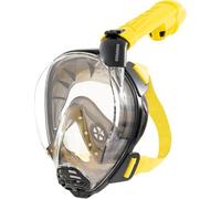 CRESSI since 1946 - Komodo Full Face Dry Snorkelling Mask 180° Vision - CO2 Safe - 100% Anti Fog Silicone - Side Snorkel - Adjustable Elastic Straps - Black/Yellow - S/M