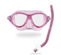 CRESSI since 1946 - Moon Kid + Top - Combo Set Mask Moon and Top Snorkel Ideal for Diving and Snorkelling, Kids Aged 7 to 15- Pink/White - Kids One Size