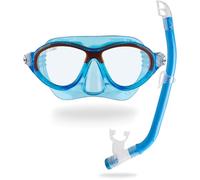 CRESSI since 1946 - Moon Kid + Top - Combo Set Mask Moon and Top Snorkel Ideal for Diving and Snorkelling, Kids Aged 7 to 15- Blue/Orange - Kids One Size