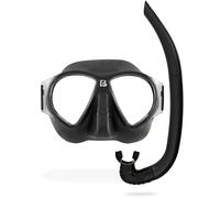 Cressi since 1946 - Nautilus Combo - Force Mask Separate Polycarbonate Lenses + Vibe Snorkel TPR Tube Silicone Mouthpiece Ideal Snorkeling and Surface Swimming - Black - One Size - Adult