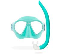 Cressi since 1946 - Nautilus Combo - Force Mask Separate Polycarbonate Lenses + Vibe Snorkel TPR Tube Silicone Mouthpiece Ideal Snorkeling and Surface Swimming - Acquamarine - One Size - Adult