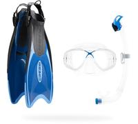 Cressi since 1946 - Palau Marea Dry Bag - Adult Snorkelling Set including Adjustable Palau Fins, Marea Mask, Seal Dry Snorkel and Carry Bag - Blue/Azure - M/L_UK 7/10